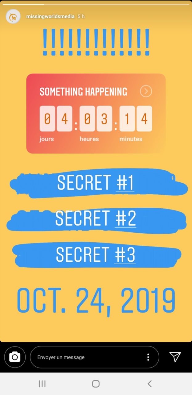 Story instagram de city of titans annoncant 3 secrets révélés dans 4 jours